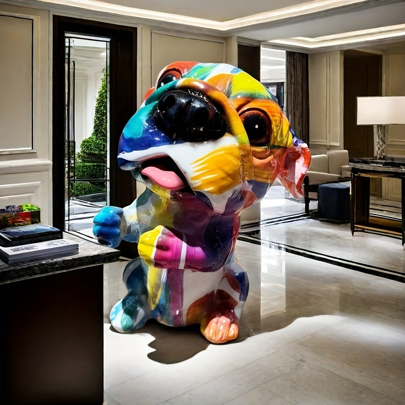 Tnessential Hand-painted Abstract Resin Dog 3D Decor