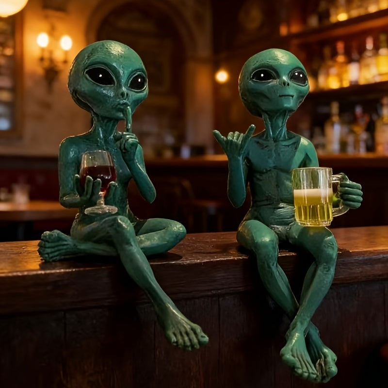 Tnessential Green Alien Resin Collectible Figurines 3D Decor