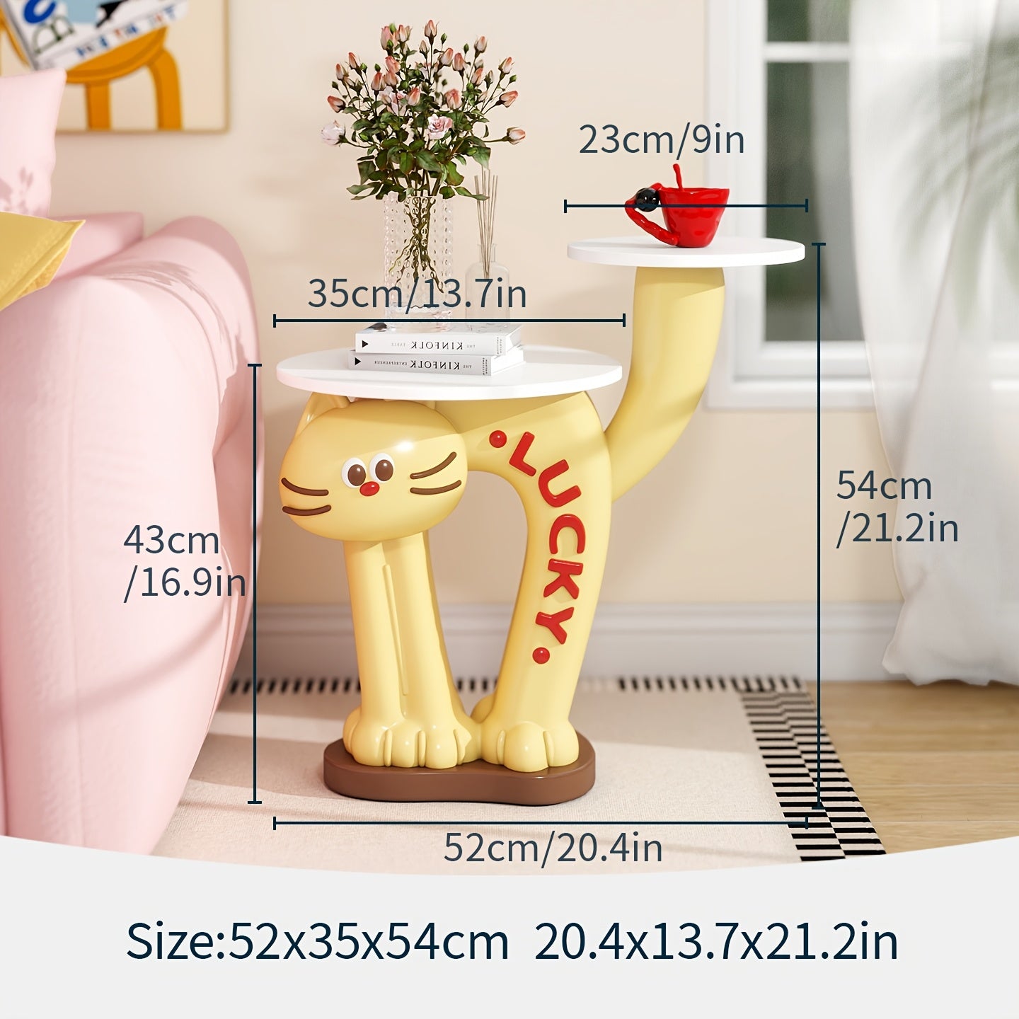Tnessential Resin Cartoon Cat Double Tray Side Table 3D Decor