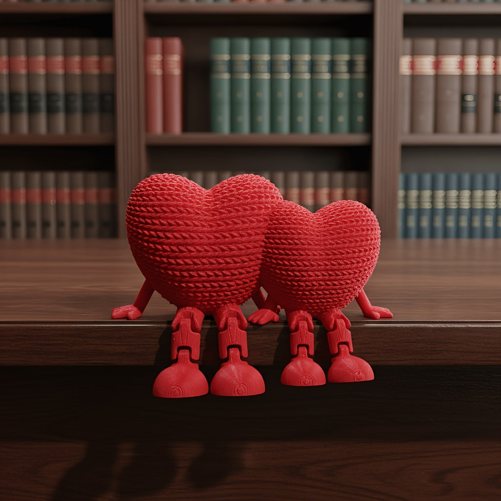 Tnessential | Red Couple's Knitted Heart Ornament Statue 3D Decor