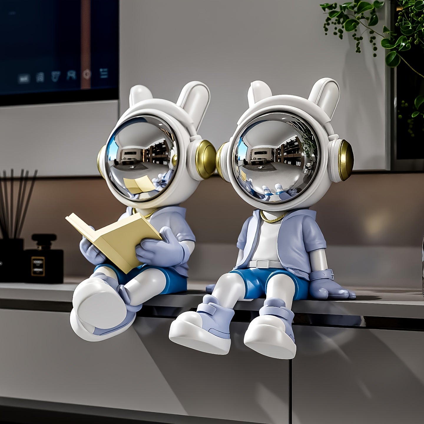 Tnessential Small Astronaut Figurine in a Sitting Pose 3D Decor