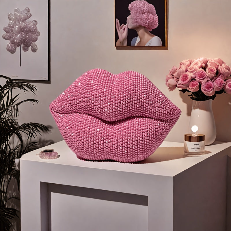 Tnessential Sexy Lips Beaded Statue Decoration 3D Decor