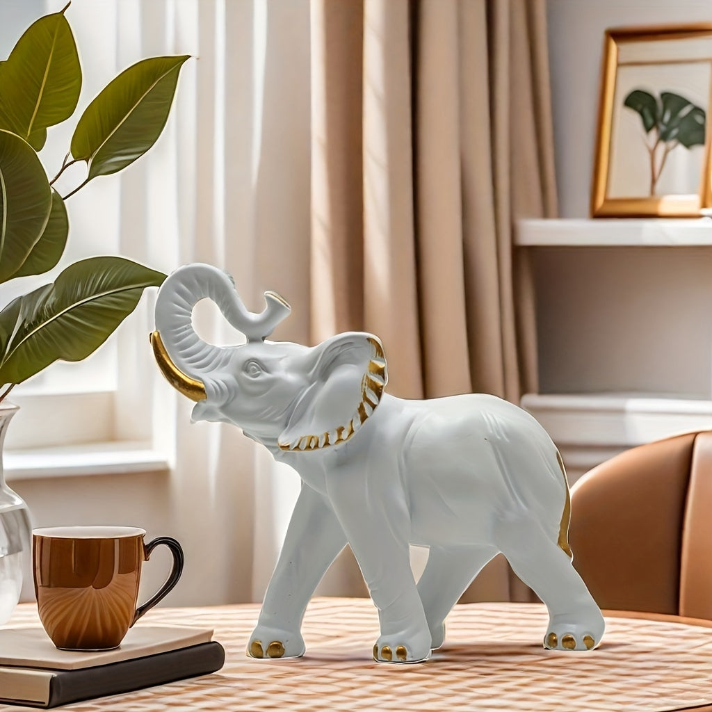 Tnessential Charming Resin Elephant Sculpture 3D Decor