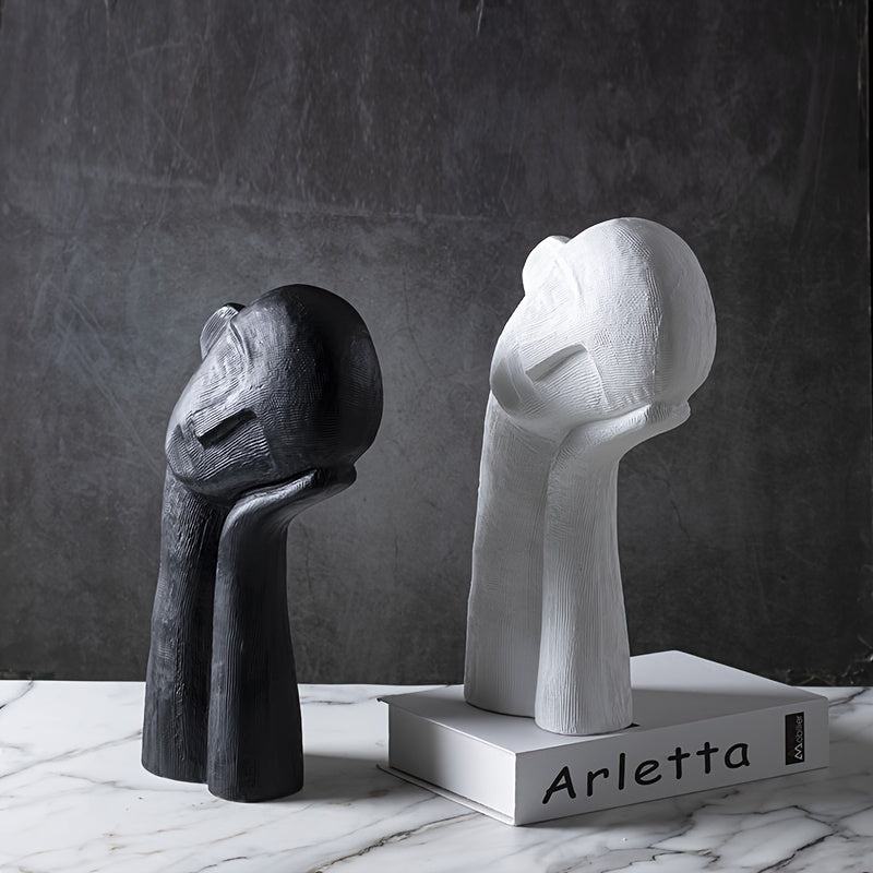 Tnessential Black and White Tilted Head and Chin Portrait Figure 3D Decor