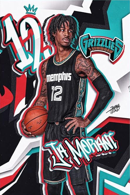 JA MORANT GRIZZLIES CANVAS POSTER