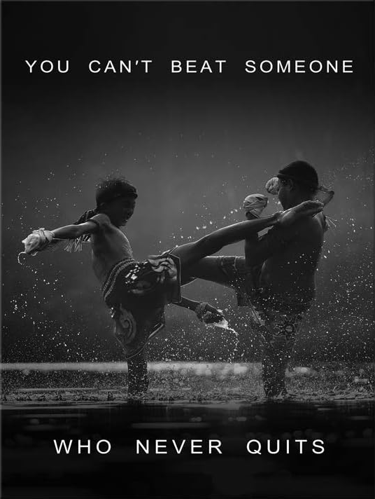 YOU CANT BEAT SOMEONE WHO NEVER QUITS MOTIVATIONAL CANVAS POSTER