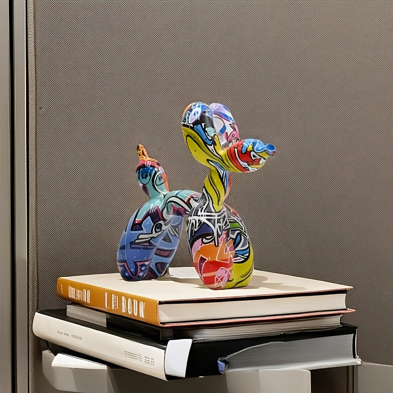 Tnessential Vibrant Graffiti Balloon Dog Sculpture 3D Decor