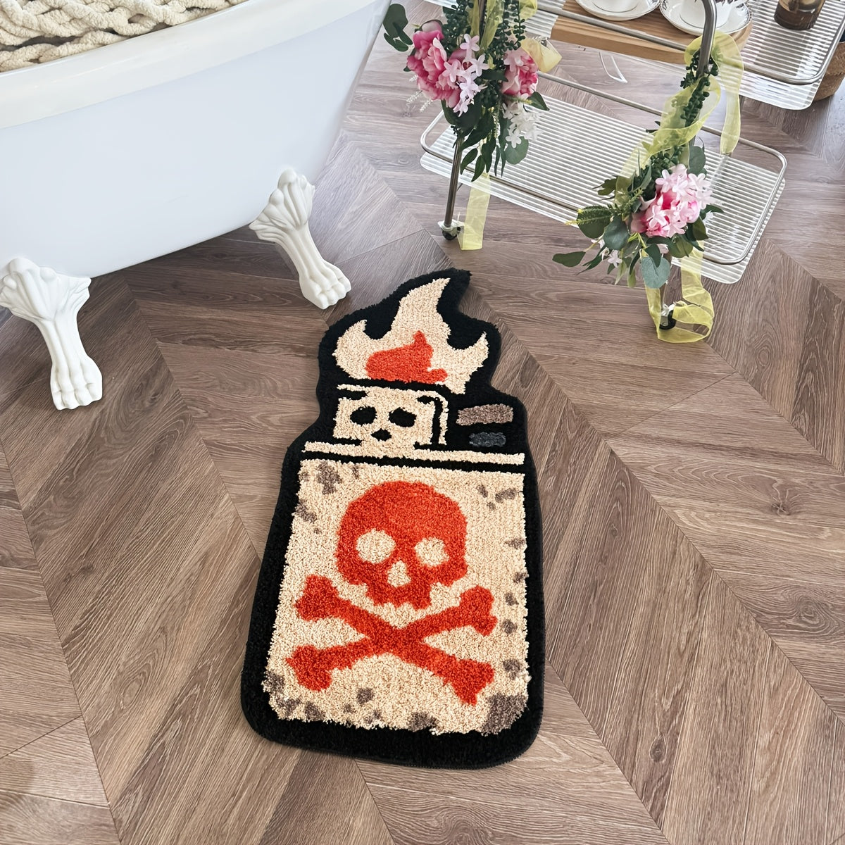 RED ROUND RUG view 8