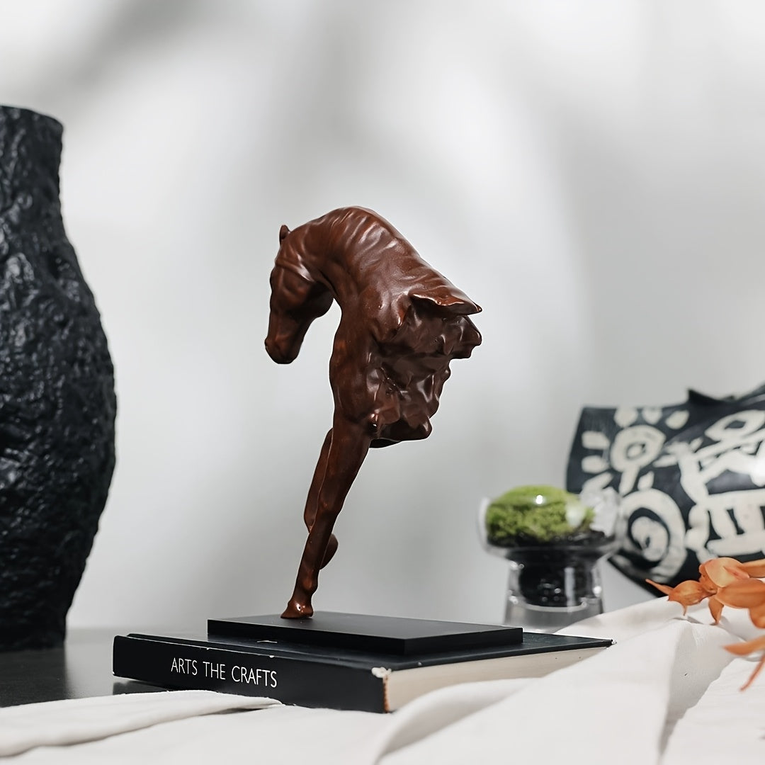 Tnessential Retro and Exquisite Resin Bust Horse Sculpture Artwork 3D Decor