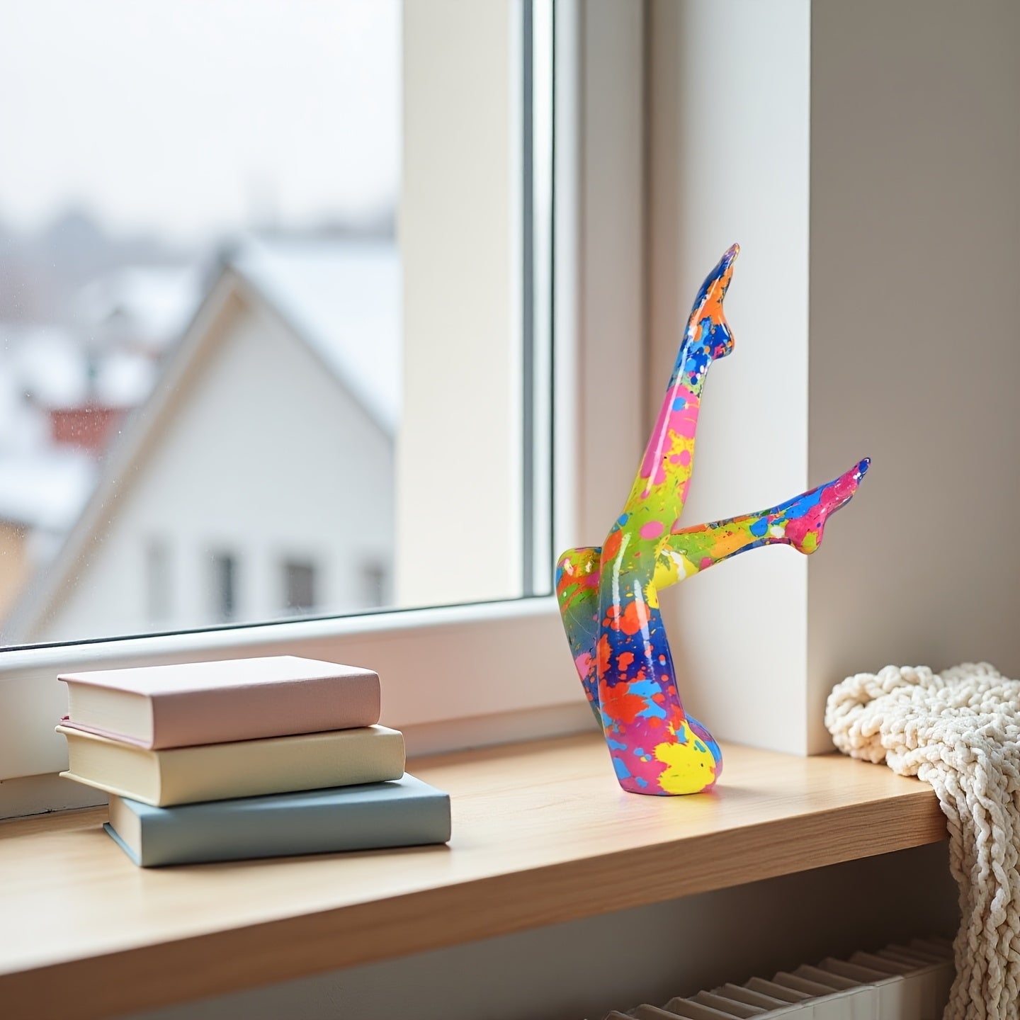 Tnessential Vibrant Splash Paint Resin Leg Statue 3D Decor