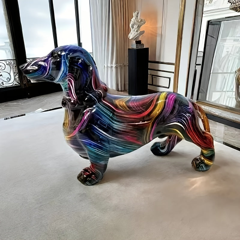 Tnessential Vibrant Dachshund Resin Sculpture 3D Decor