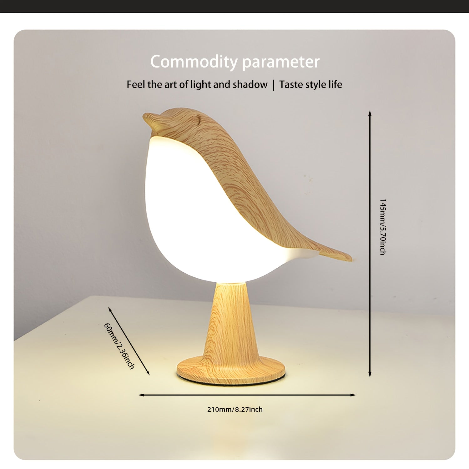 Tnessential Dimmable Touch Bird Table Lamp 3D Decor
