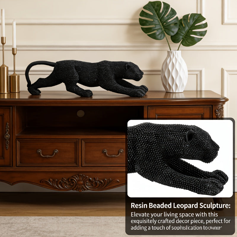 Tnessential Beaded Leopard Animal Statue Ornament 3D Decor