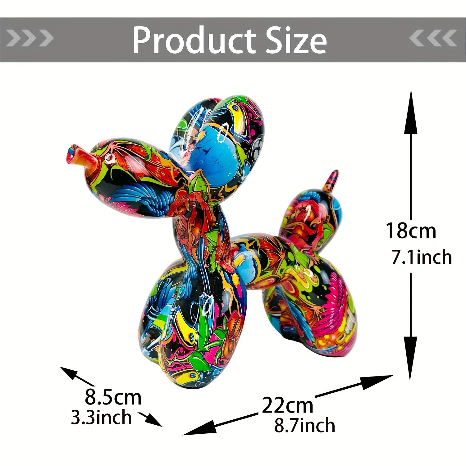 Tnessential Graffiti Balloon Dog Sculpture Animal Statues Art Figurines 3D Decor
