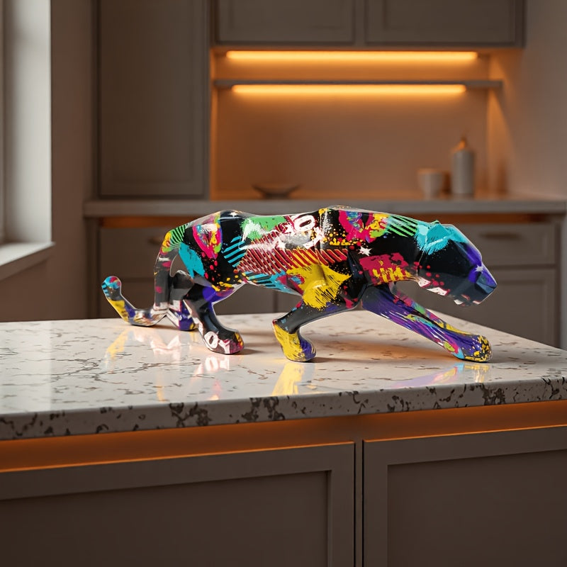 Tnessential Geometric Leopard Figurine 3D Decor