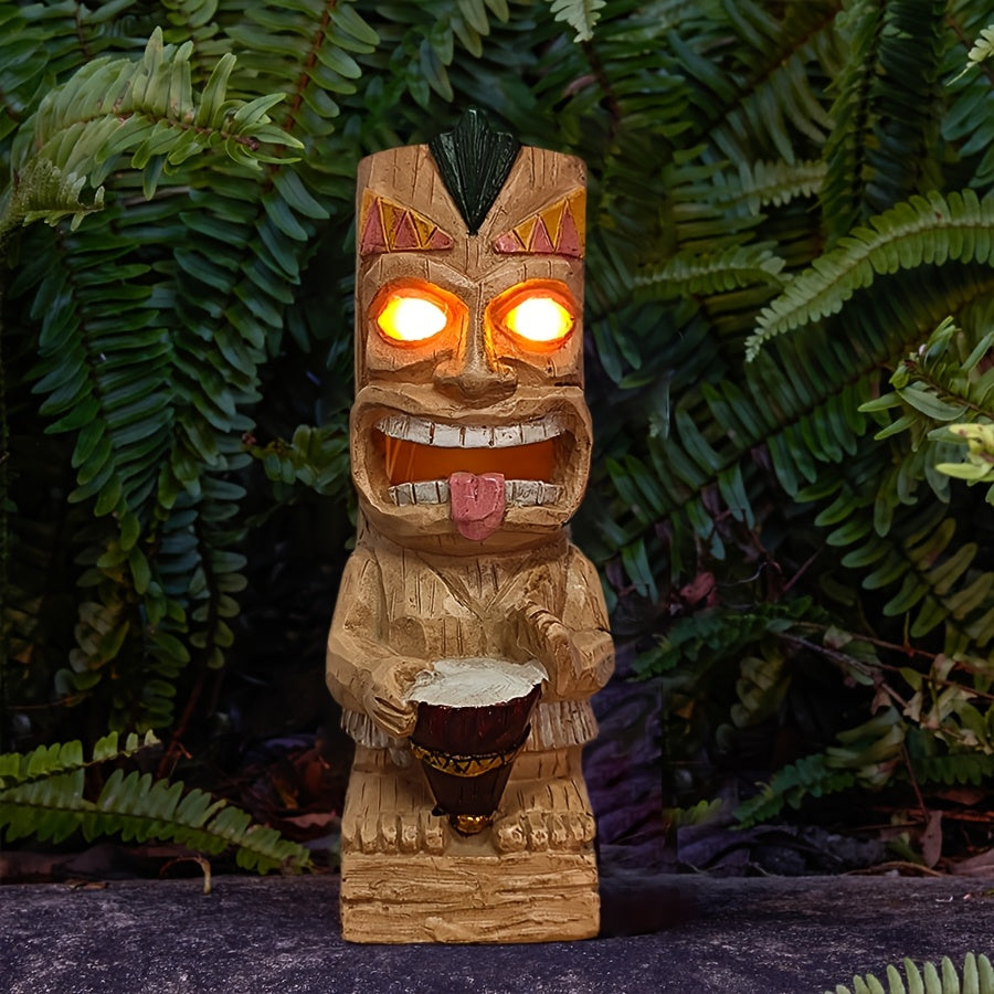 Tnessential Tiki Statue Solar Lights Outdoor Decoration 3D Decor