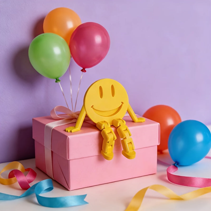 Tnessential Small Yellow Smiley Face Ornament for Your Desk 3D Decor