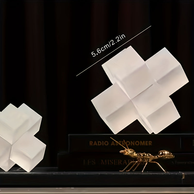 Tnessential Modern Minimalist Crystal Glass Geometric Statue 3D Decor
