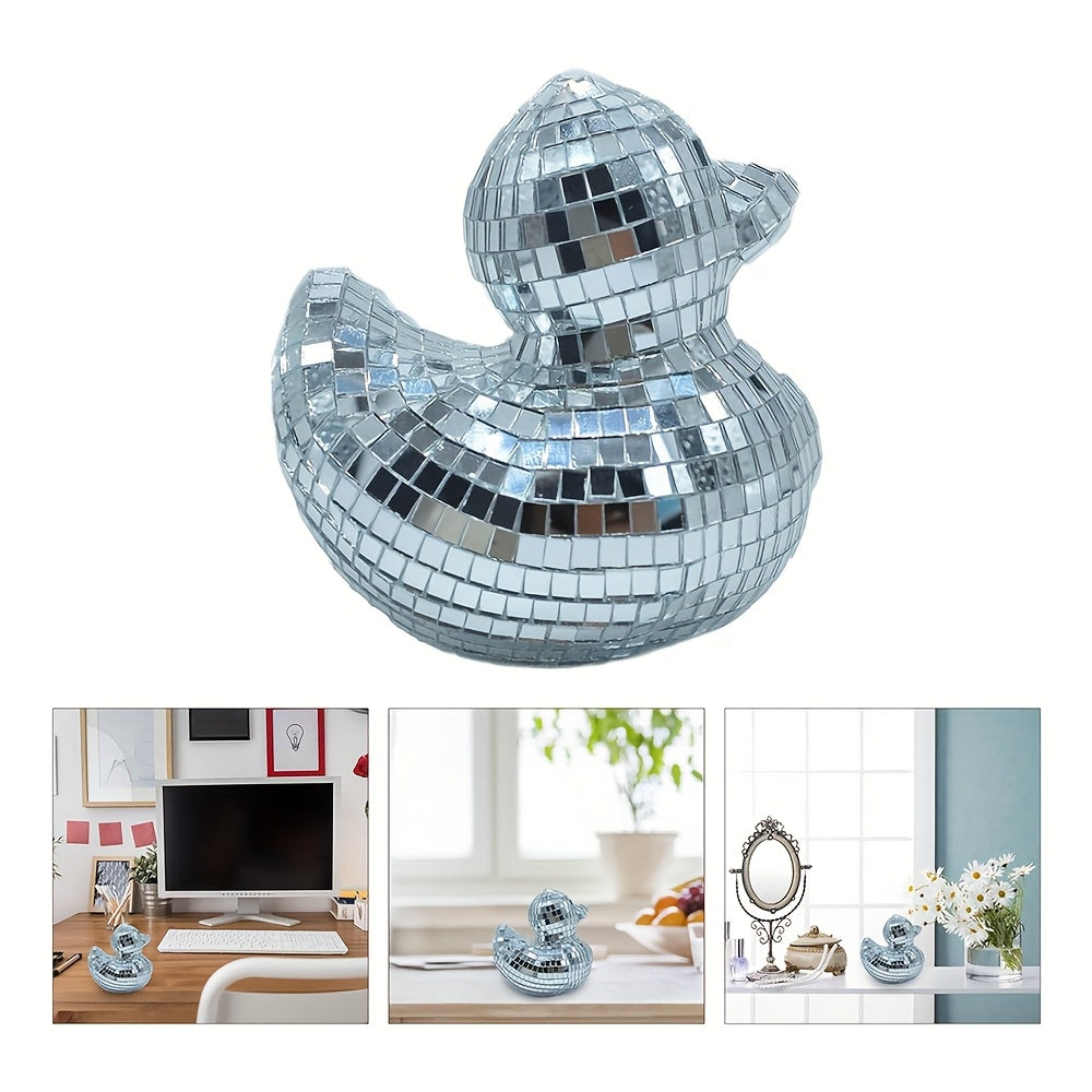 Tnessential Silvery Reflective Mosaic Mirror Duck Pendant 3D Decor