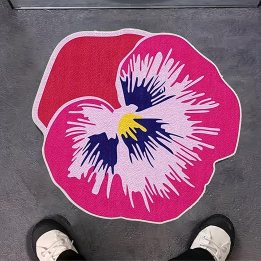 COOL AESTHETIC RED AND PINK FLORAL RUG