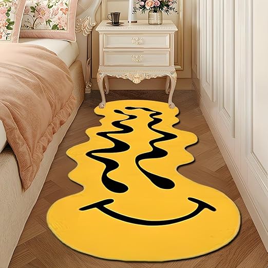 COOL YELLOW SMILEY FACE ABSTRACT RUG