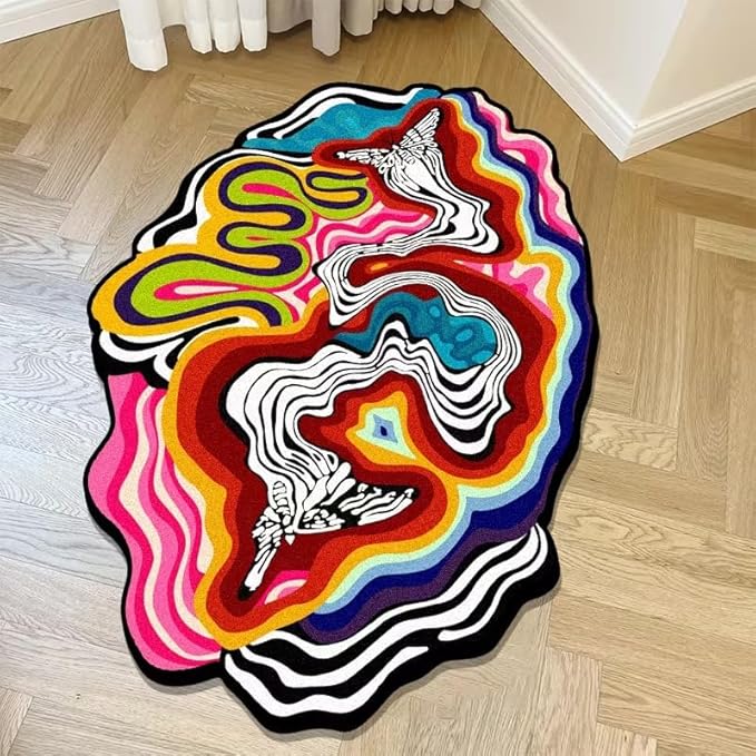 TRIPPY ABSTRACT RAINBOW RUG