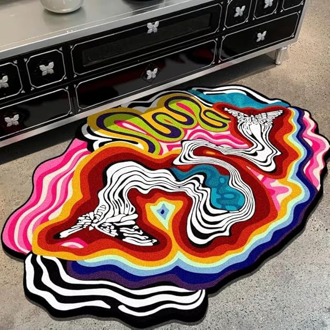 TRIPPY ABSTRACT RAINBOW RUG