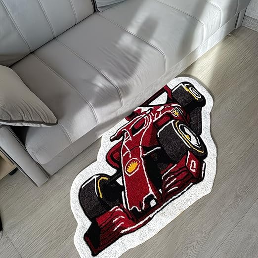 COOL AESTHETIC RED F1 CAR RUG
