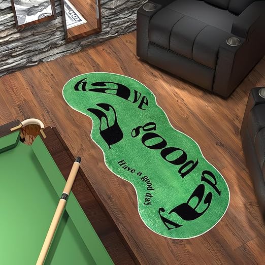 COOL GREEN "HAVE A GOOD DAY" ABSTRACT RUG