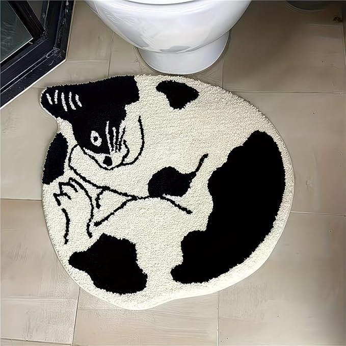 CUTE BLACK & WHITE CAT RUG
