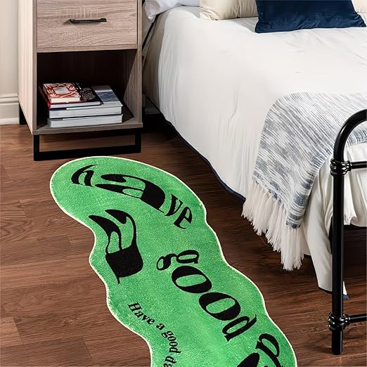COOL GREEN "HAVE A GOOD DAY" ABSTRACT RUG