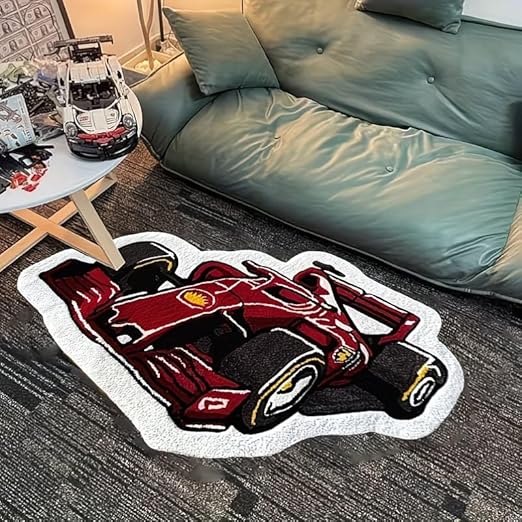 COOL AESTHETIC RED F1 CAR RUG