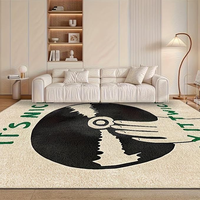 BLACK AND WHITE RECORD RUG