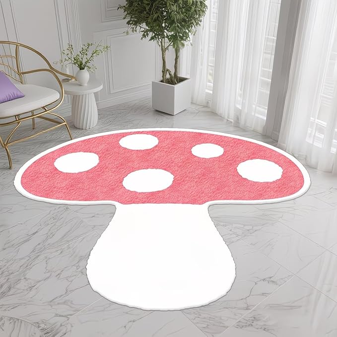 CUTE RED MUSHROOM RUG