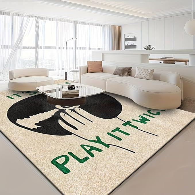 BLACK AND WHITE RECORD RUG