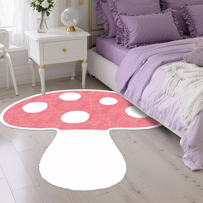 CUTE RED MUSHROOM RUG
