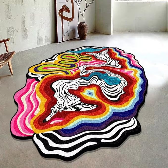 TRIPPY ABSTRACT RAINBOW RUG