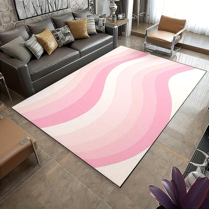 CUTE PINK WAVE RUG