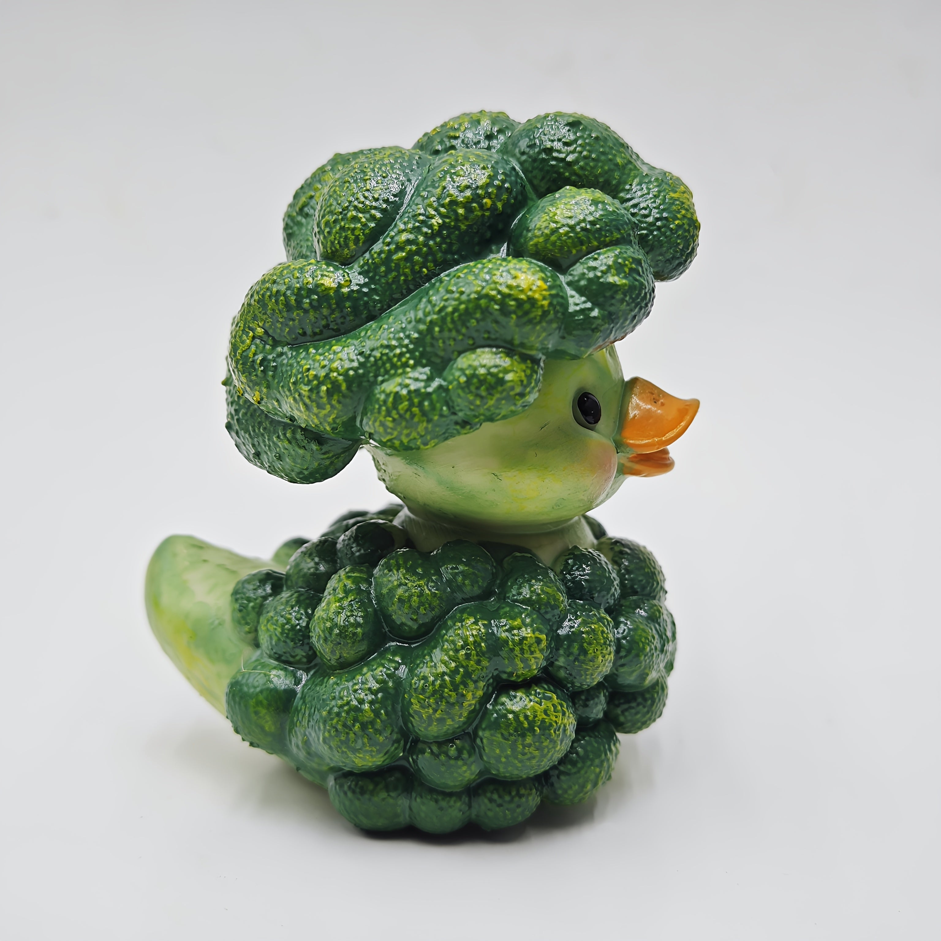 Tnessential Cute Broccoli Duck Resin Statue 3D Decor
