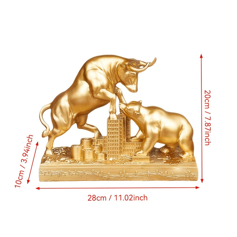 Tnessential Bull & Bear Wall Street Battle Statue 3D Decor