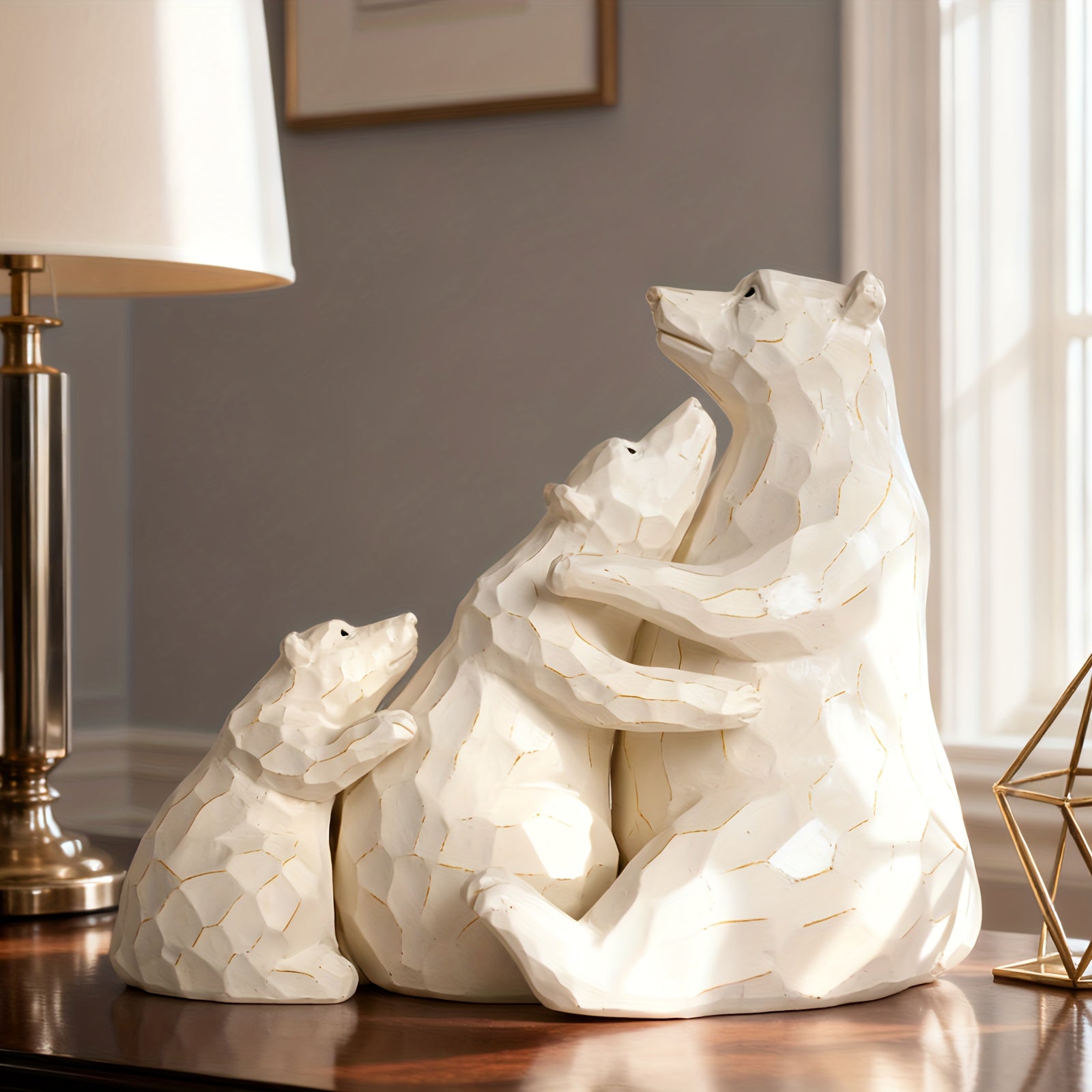 Tnessential White Bear 3pcs Statue Set 3D Decor