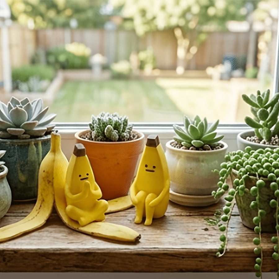 Tnessential Two Banana Statues with Different Designs 3D Decor
