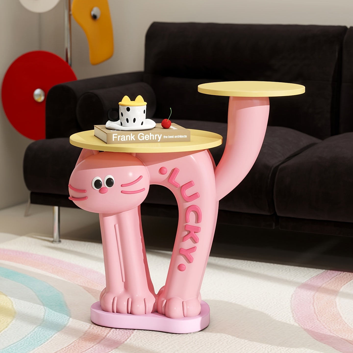 Tnessential Resin Cartoon Cat Double Tray Side Table 3D Decor