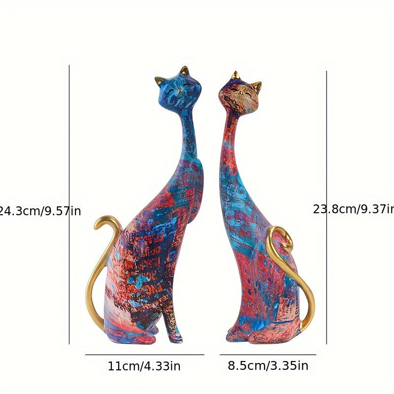Tnessential Pair of Cat Resin Ornaments 3D Decor