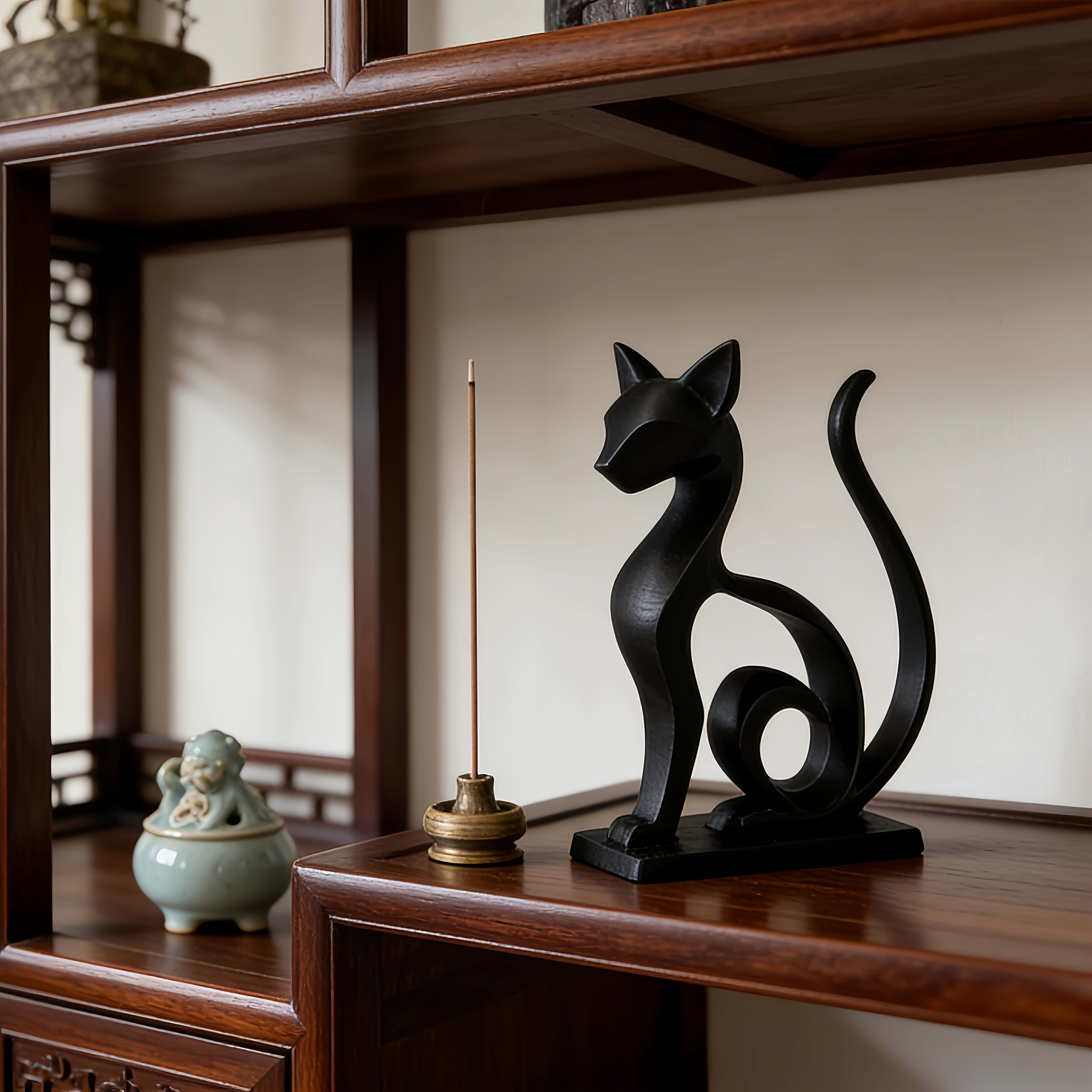 Tnessential Printed Abstract Cat Statue 3D Decor
