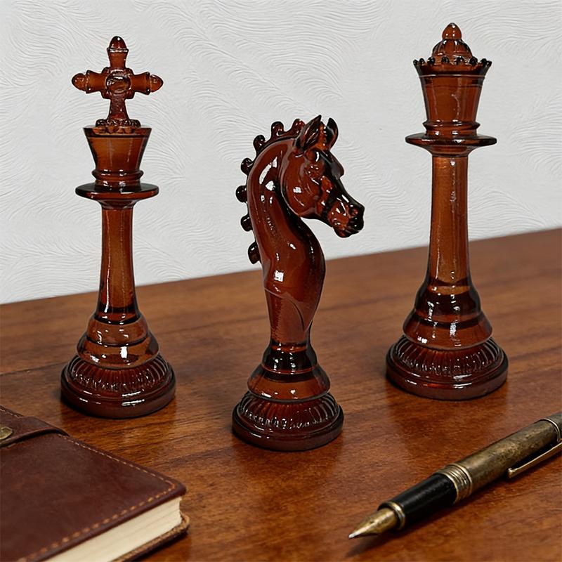 Tnessential Elegant Resin Chess Piece Figurines 3D Decor