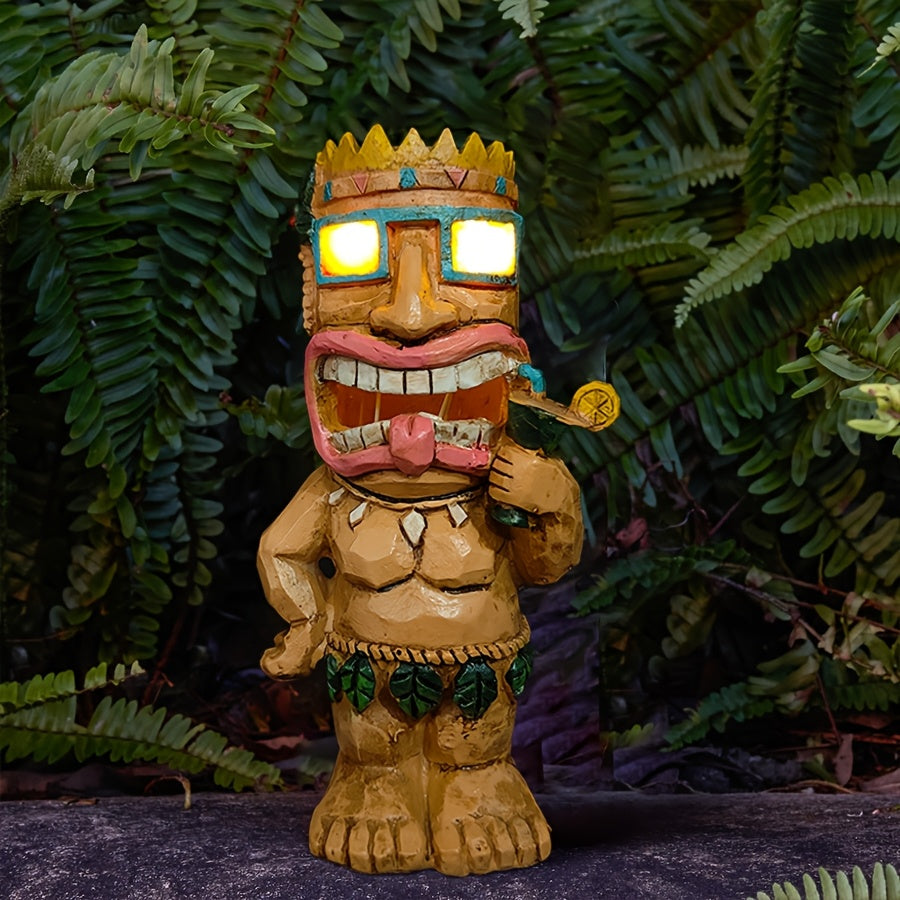 Tnessential Tiki Statue Solar Lights Outdoor Decoration 3D Decor