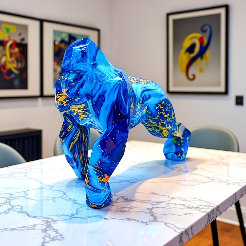 Tnessential Creative Geometric Design Walking Gorilla Resin Statue 3D Decor