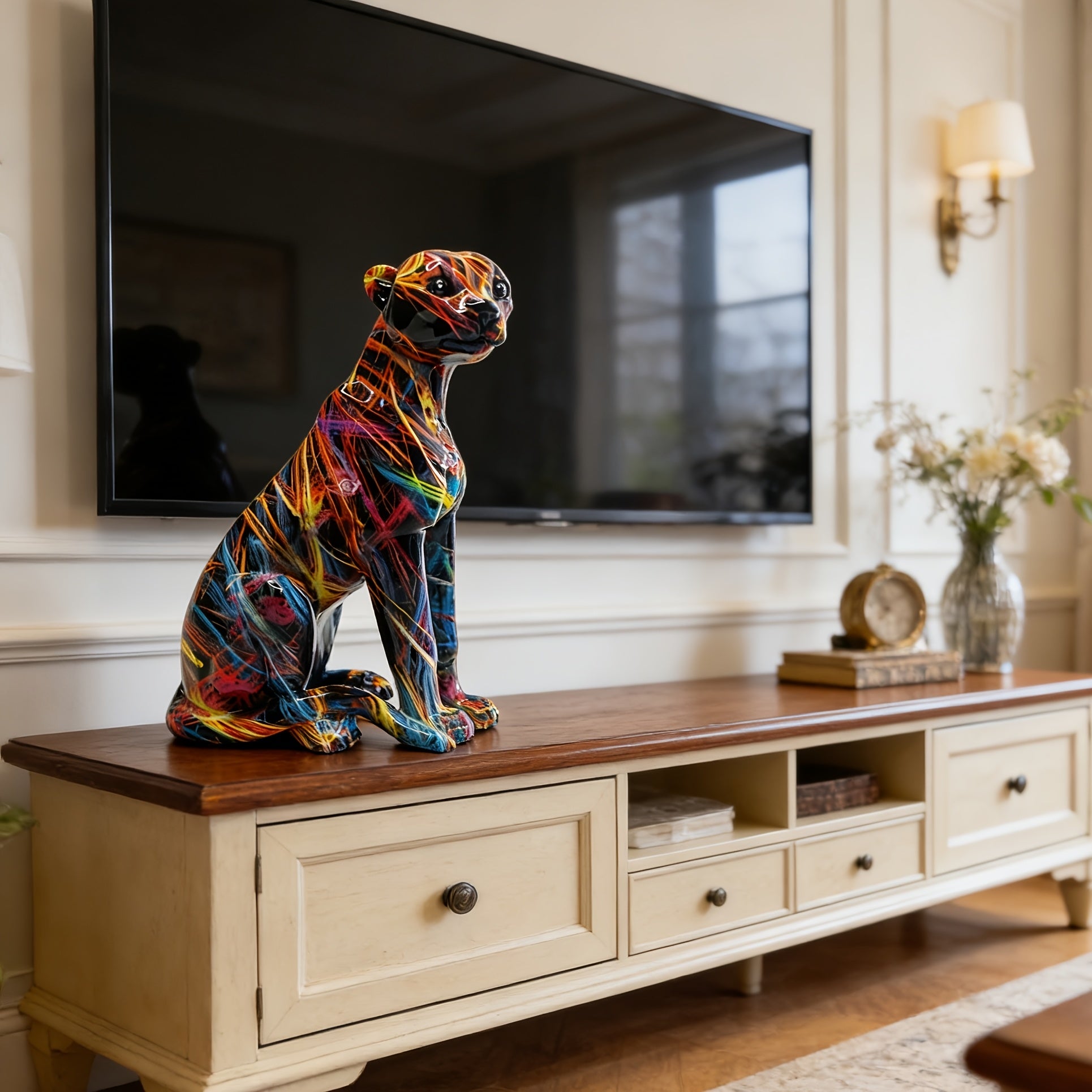 Tnessential Modern Black Panther Statue 3D Decor