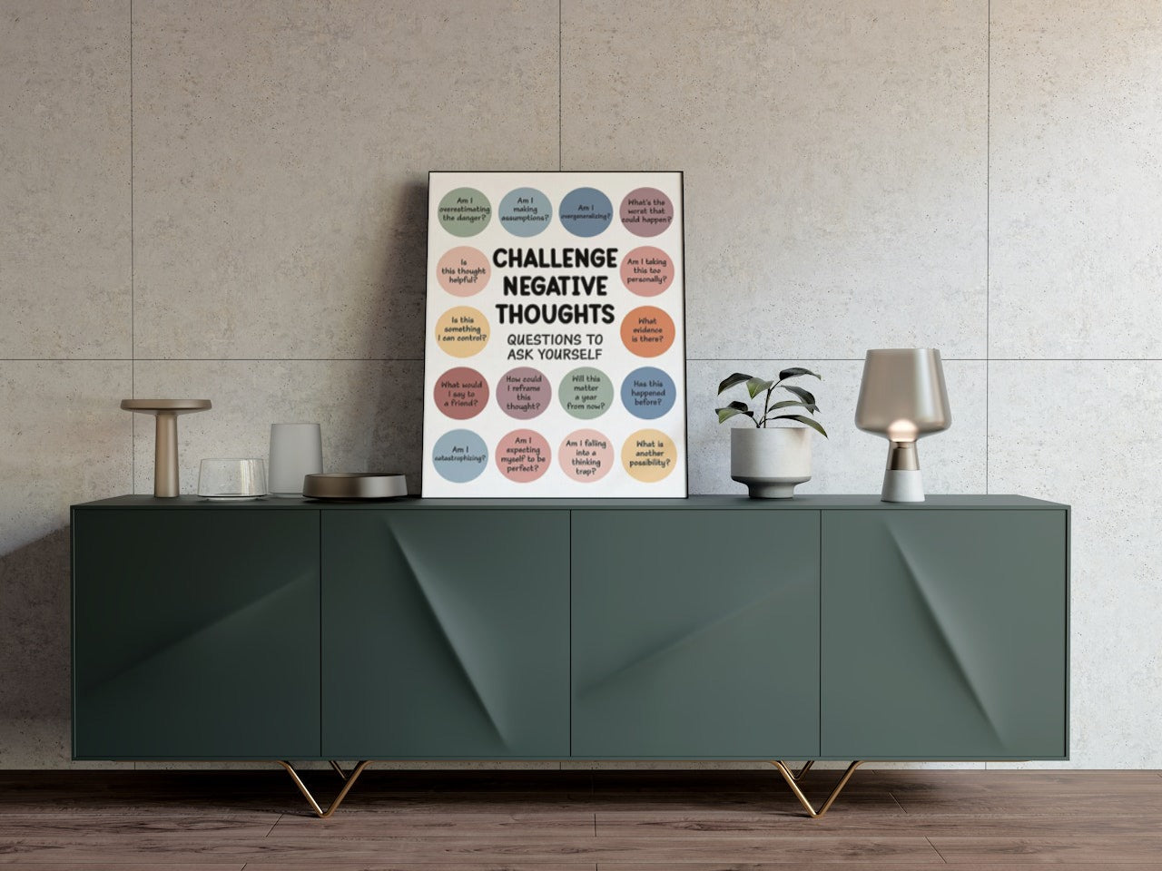 CHALLENGE NEGATIVE THOUGHTS CANVAS POSTER